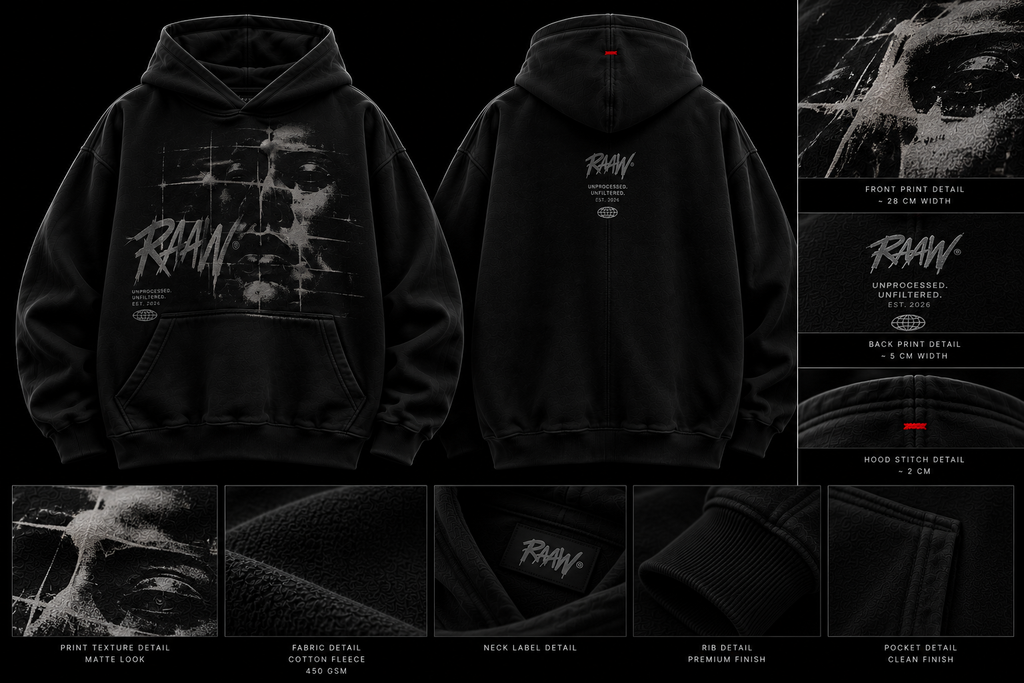 RAAW Distorted Hoodie detay