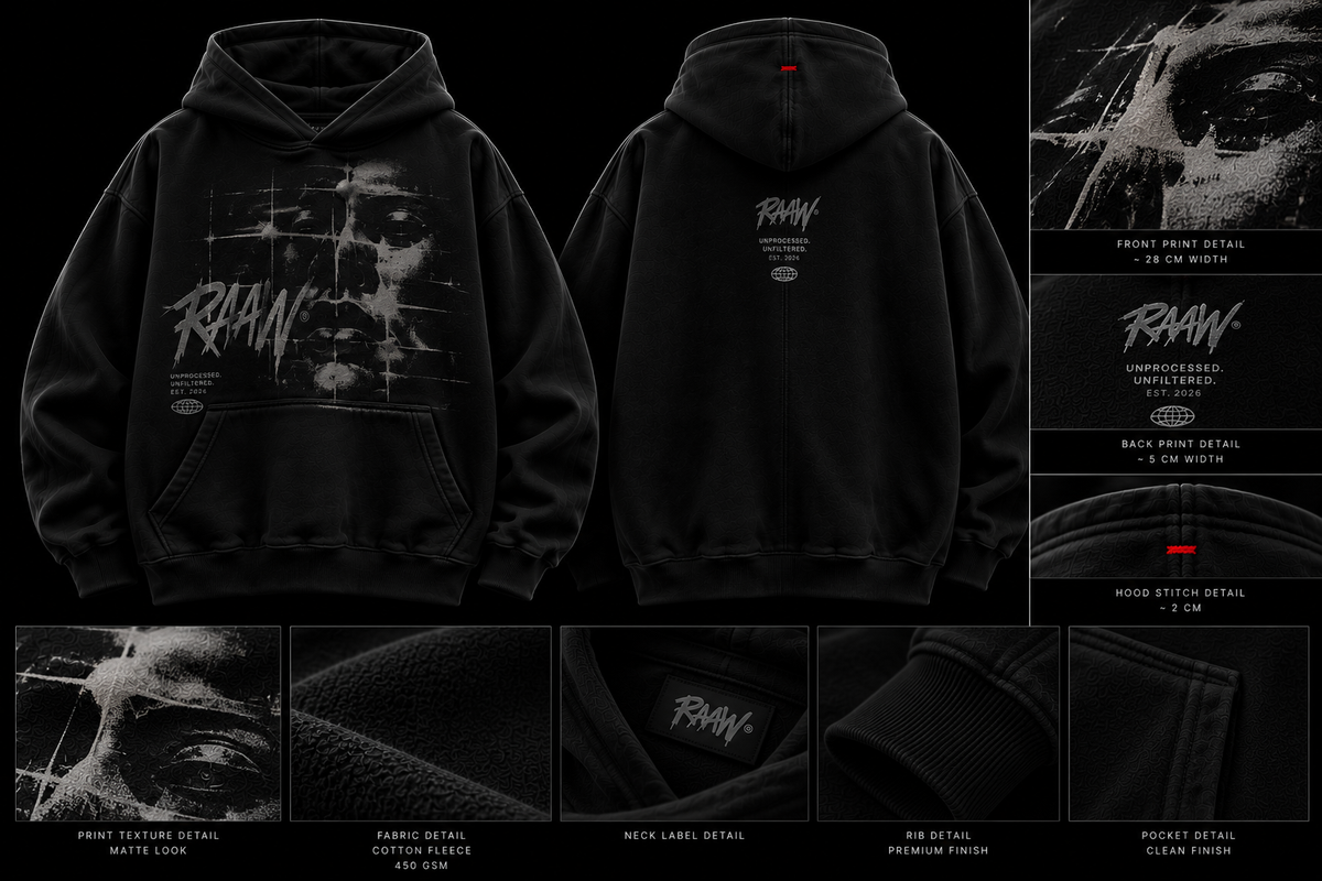 RAAW Distorted Hoodie detay