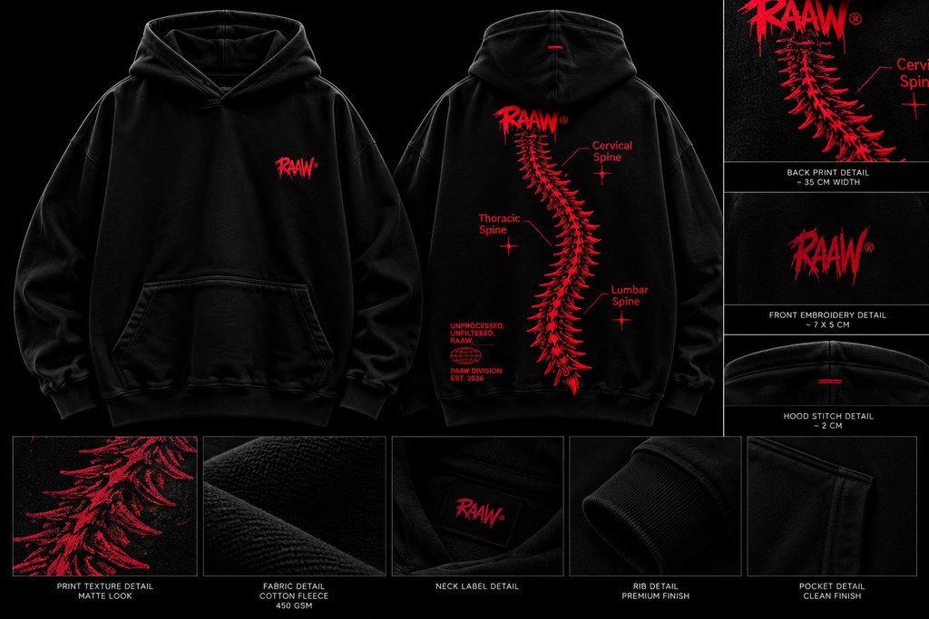 RAAW Spine Hoodie detay